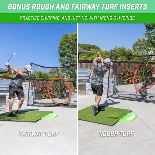 Vista 7 de GoSports Tapete de práctica de golf de 5 pies x 4 pies PRO, incluye 5 inserciones intercambiables para la instrucción definitiva en casa