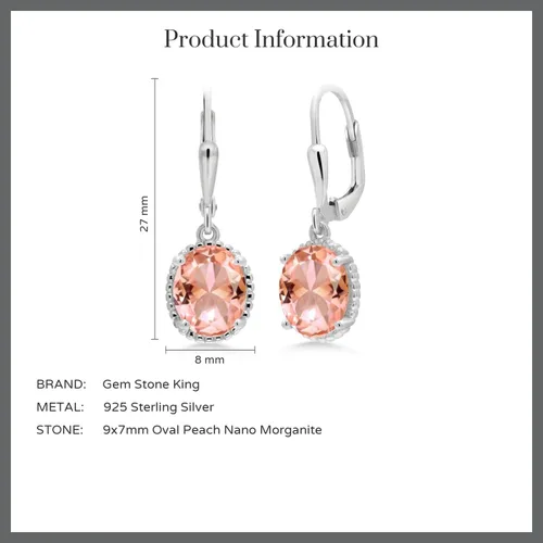 Vista 21 de Gem Stone King Aretes colgantes de gota para mujer, plata de ley 925, piedra natal ovalada de 0.354 x 0.276 in, joyería fina, regalos para ella