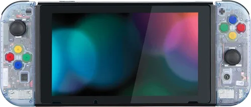 Vista 8 de eXtremeRate - Placa trasera para Nintendo Switch Console, NS Joycon con carcasa de mando de mano con botones de juego completo, carcasa de repuesto