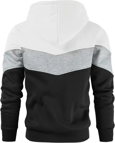 Vista 3 de Gesean Sudadera con capucha, de manga larga, para hombre, diseño de bloque de color, estilo informal, con bolsillo