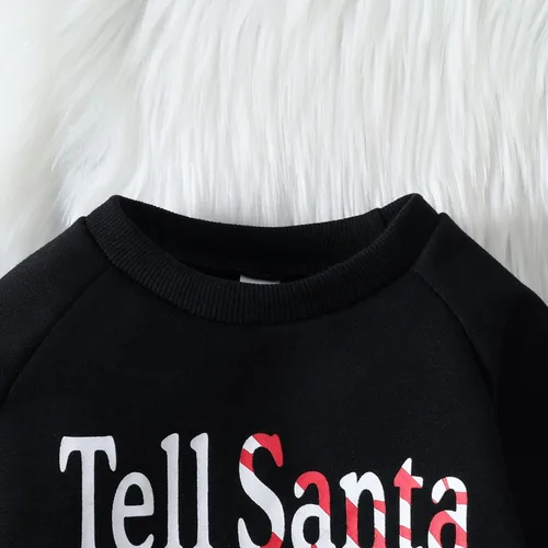 Vista 5 de TBUIALL Girl's 2 Piece Long Sleeve Top Pants Set Toddler Boys Girl Christmas Letters Prints Clothes Set Boys Two Men