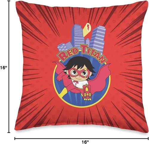 Vista 4 de Ryan's World Universe Red Titan - Almohada de 16 x 16 pulgadas, multicolor