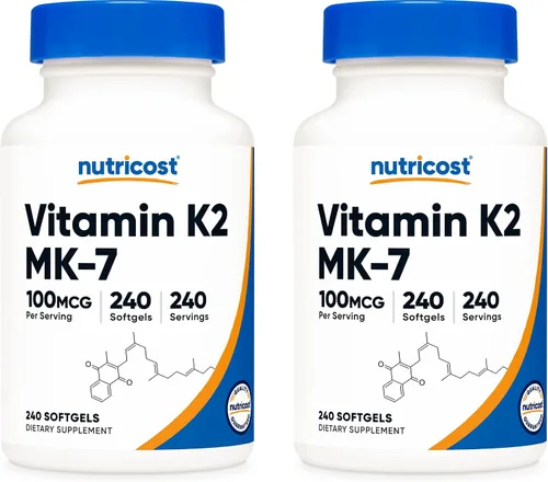 Vista 7 de Nutricost Suplemento de Vitamina K2 MK-7 (100 mcg) 120 Cápsulas Blandas - Sin GMO
