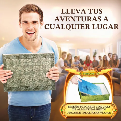 Vista 5 de 10 alfombrillas de juego DnD + arenas de batalla + calcomanías + marcadores, 22 x 26 pulgadas, cuadrícula cuadrada
