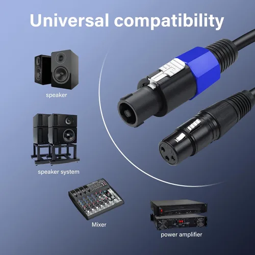Vista 6 de SinLoon Cable Speakon a XLR de 3 pines 22AWG macho a hembra cable de extensión de audio con bloqueo giratorio para amplificador Pro DJ PA Stage