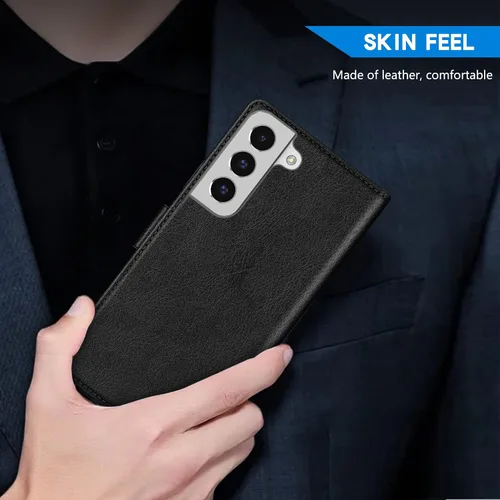 Vista 6 de ZZXX Funda tipo cartera para Samsung Galaxy S22 con bloqueo RFID, ranura para tarjetas, función atril, cierre magnético, funda protectora de cuero