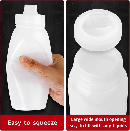 Vista 5 de Botellas exprimibles de condimentos porosos, contenedor de aderezo para ensaladas, botellas exprimibles de condimentos, paquete de 3 botellas de 13