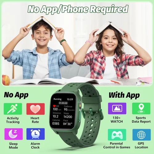 Vista 8 de Reloj para niños con 140 modos deportivos, rastreador de fitness para niños de 1.5 pulgadas, reloj inteligente para niñas, no requiere