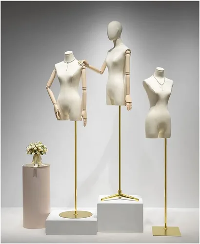 Vista 5 de Adjustable 2pcs Female Mannequin Dress Form Set, Removable Head & Arms, Height Adjustable Clothing Display Model for Dresses & Jewelry