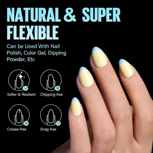 Vista 5 de TOMICCA Puntas de uñas de almendra extra cortas, 240 unidades, 15 tamaños, puntas de uñas de gel transparente preformadas, no necesita lima, uñas