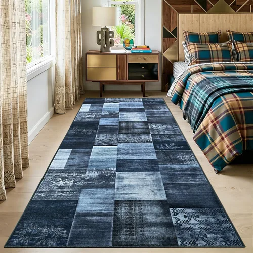 Vista 26 de Tepook Alfombras de área de 5 x 7 pies para sala de estar, alfombra geométrica grande moderna para dormitorio, alfombra de retazos lavable