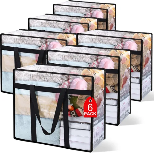 Vista 13 de 1 paquete de bolsas de almacenamiento transparentes para cobijas, organizadores de armario de vinilo para ropa y edredones, contenedores
