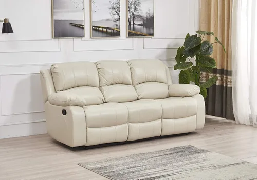 Vista 29 de Betsy Furniture Sofá reclinable de piel sintética con consola 8018, varios colores (beige, sofá biplaza)