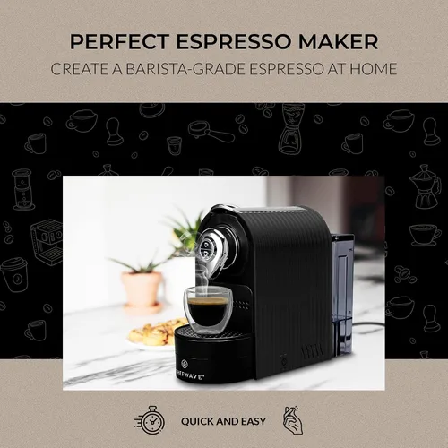 Vista 11 de ChefWave Máquina de café expreso y cafetera (negro) – Compatible con cápsulas Nespresso, programable, de un solo toque, bomba italiana de alta