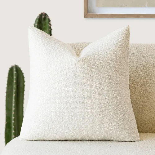 Vista 20 de Foindtower Fundas de almohada decorativas con textura de boucle, fundas de almohada sólidas, neutrales, suaves y acogedoras para silla, sofá