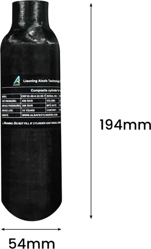 Vista 7 de TUXING 4500Psi 13Cu en cilindro de gas de fibra de carbono de 220cc 0.22L, tanque HPA, paintball caza PCP Air Rifle Gun Daystate y FX Thread M18* 1.5