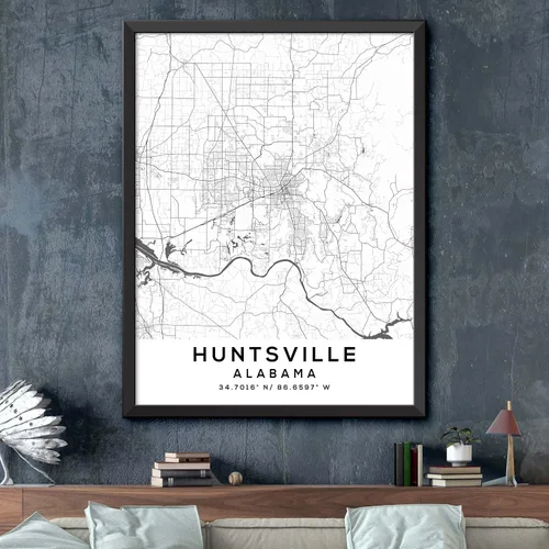 Vista 2 de Mapa de Huntsville, Alabama, Light 2 (8x10)
