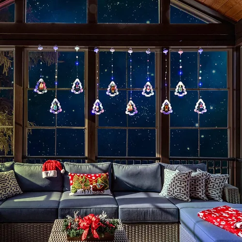 Vista 7 de Luces de Navidad – 120 LED, 9.84 pies de largo, burbujas intermitentes y luces redondas, interiores y exteriores (blanco cálido)