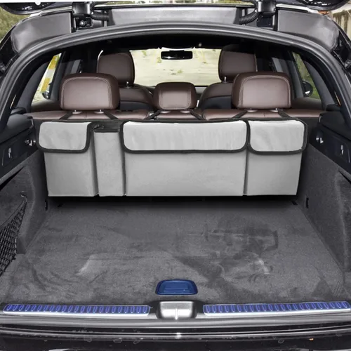 Vista 6 de AUCELI Organizador de Maletero para Auto, Organizador Colgante Grande para Asiento Trasero con Correas Ajustables, Bolsa de Carga Plegable