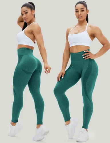 Vista 6 de HIGORUN - Leggings sin costuras para mujer, moldeadores, con diseño gráfico de sonrisas, de cintura alta, para el gimnasio, yoga o hacer ejercicio