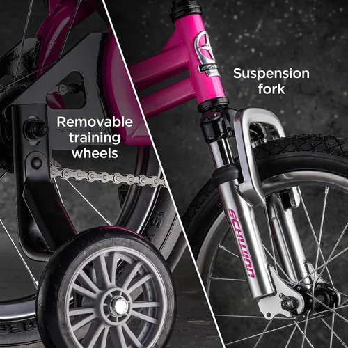 Vista 5 de Schwinn Krate EVO - Bicicleta infantil para niños y niñas de 3 a 5 años, ruedas de 16 pulgadas, suspensión delantera, neumático trasero Slik, altura