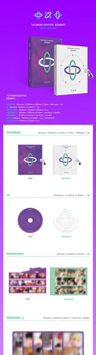 Vista 2 de TXT Dream Chapter Eternity 2nd Mini Album Port Version Purple Color CD+108p PhotoBook+2p Card+1p Sticker+1p Illust+Tracking Sellado