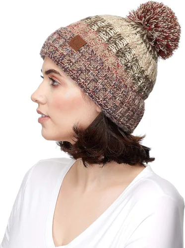 Vista 5 de C.C Exclusives - Gorro con pompón para mujer, diseño de semilla de invierno.