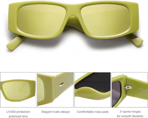 Vista 8 de SOJOS Gafas de sol polarizadas rectangulares Y2K de moda para mujeres y hombres, gafas de sol rave de diseñador de moda SJ2228