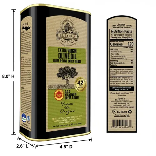 Vista 2 de Ellora Farms, Aceite de oliva virgen extra griego PDO, origen único, variedad única, aceite de oliva prensado en frío y rastreable, cosechado