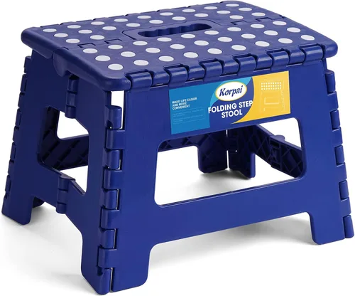 Vista 11 de Korpai Taburete plegable de 9 pulgadas para adultos, niños, taburetes plegables antideslizantes con mango portátil, taburete plegable de plástico