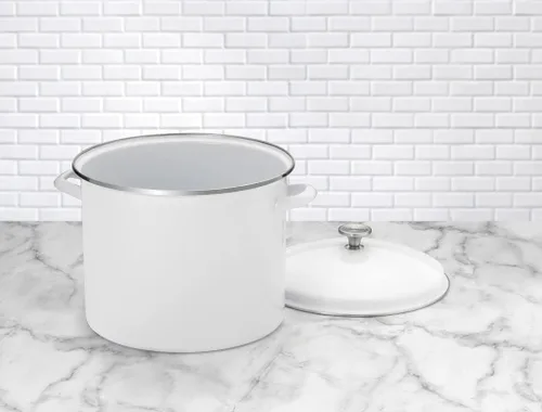 Vista 2 de Cuisinart Olla esmaltada con tapa, 16 cuartos de galón, color blanco