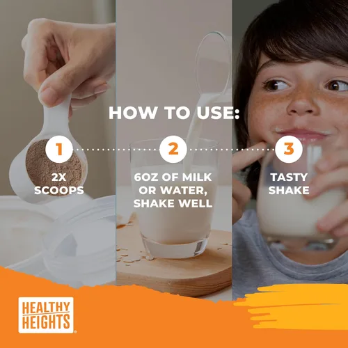 Vista 6 de Healthy Heights Grow Daily Kids - Mezcla de bebida proteica (chocolate) - Batido alto en proteínas para niños de 10 años, 21.6 onzas