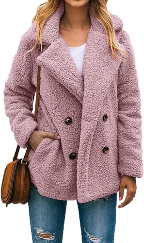 Vista 14 de PRETTYGARDEN - Chaqueta de forro polar Sherpa de gran tamaño para mujer Negro