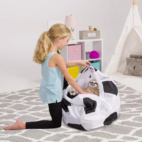 Vista 32 de Posh Creations Funda de puf para niños con almacenamiento para animales de peluche - Organizador de juguetes para niños, Mediano 68.58 cm - Lona