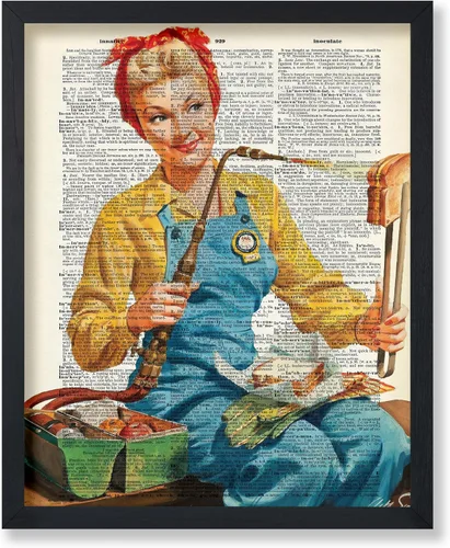 Vista 30 de Poster Master Póster de Arte del Diccionario - Impresión Retro de Mujer Soldadora - Arte de Sándwich de Queso a la Parrilla - Regalo para Ella