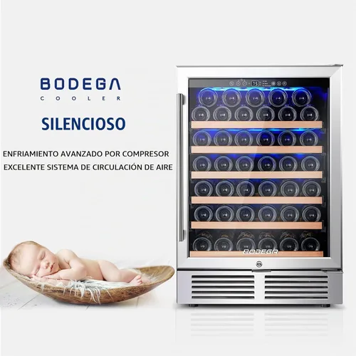Vista 5 de BODEGA - Enfriador de vino de 24 pulgadas, refrigerador de vino de 52 botellas para botella grande como champán, compresor mejorado