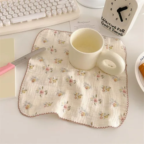 Vista 8 de BuLuTu - Paños de limpieza reutilizables 100% algodón muselina para cocina, 4 unidades, paños de cocina con estampado floral dulce, paños de esponja