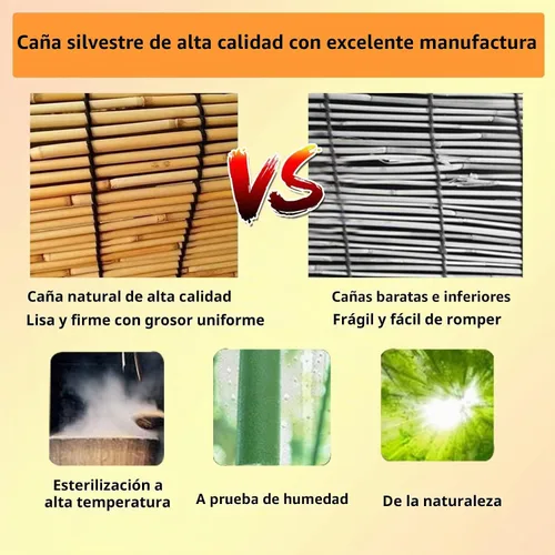 Vista 3 de Persianas de bambú QCLUEU para patio exterior, cortinas de bambú, persianas enrollables de caña para exterior, cortinas de bambú para ventanas Café