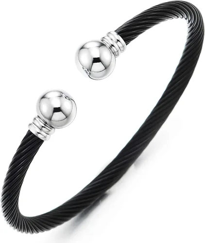 Vista 11 de Pulsera de acero inoxidable trenzada COOLSTEELANDBEYOND elástica ajustable para hombre y mujer