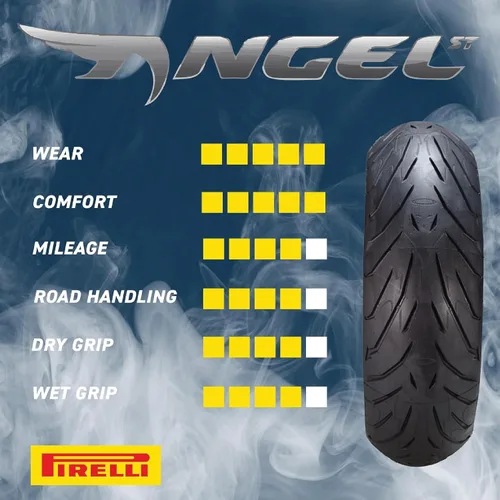 Vista 3 de Pirelli Angel ST 120/70ZR17 (58W) Neumático Delantero para Motocicleta – Neumático Deportivo de Alto Rendimiento para Mayor Agarre, Durabilidad