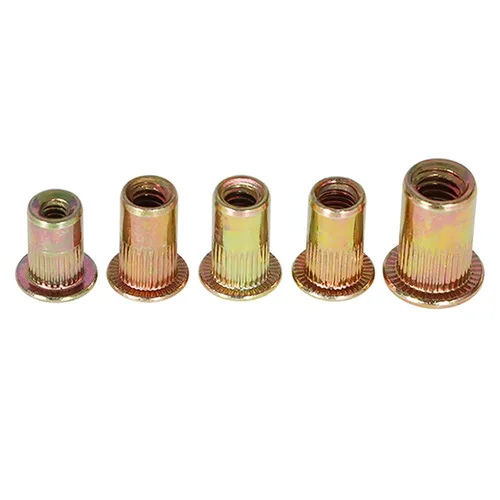 Vista 4 de 150 piezas SAE 1/4-20 10-32 10-24 8-32 6-32 Kit de tuercas remachadoras Kit surtido de tuercas de remache de cabeza plana roscada tuerca