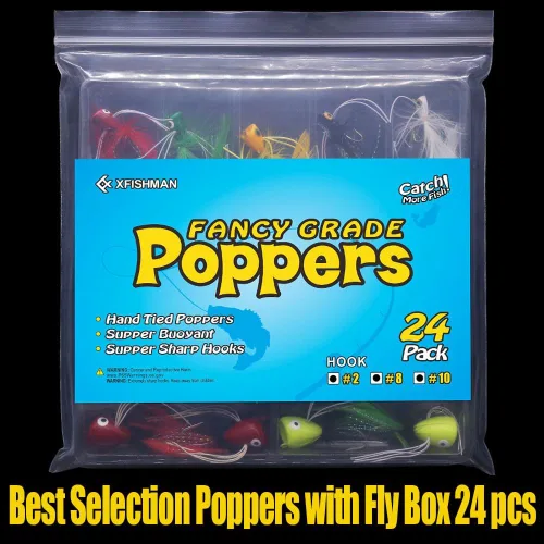 Vista 6 de Popper-Flies-para-Mosca-Pesca-Topwater-Bass-Panfish-Bluegill Poppers Moscas Bugs Señuelos