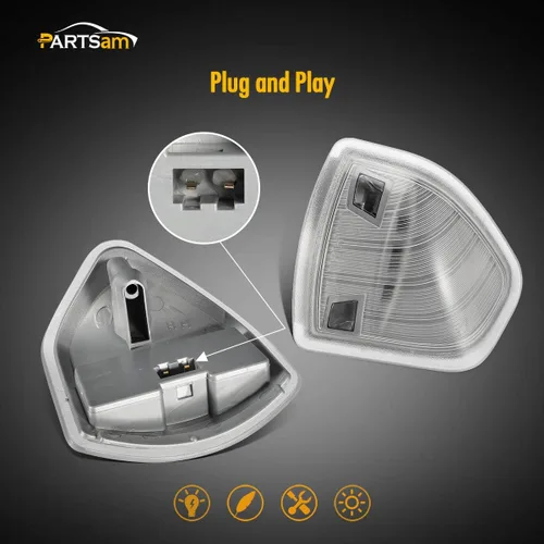 Vista 4 de Partsam Espejo lateral LED luz intermitente izquierda y derecha Lámparas de remolque Lente de cubierta transparente compatible con Ram 1500 2500