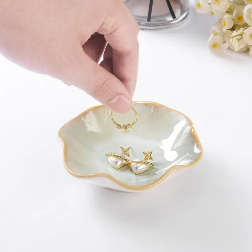 Vista 5 de 2 platos para anillos, cuenco pequeño para llaves, bandeja de cerámica para joyas, organizador de collares, aretes para mamá, amiga, hermana, todas
