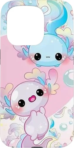 Vista 14 de Linda funda Kawaii Axolotl azul y rosa para iPhone 17