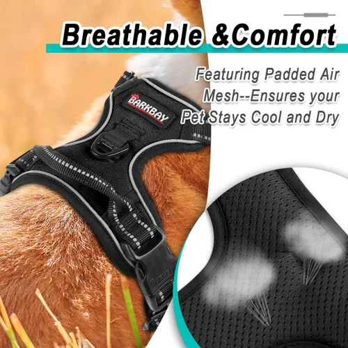 Vista 8 de BARKBAY Arnés para perro sin tirones para perros pequeños, ajustable, reflectante, cómodo, sin estrangulamiento, resistente, perfecto