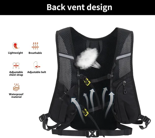 Vista 4 de Mochila pequeña de 15L para senderismo ligera Mochila de hidratación para hombres y mujeres, mochila de senderismo impermeable para viajes y ciclismo