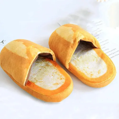 Vista 4 de Shlutesoy - Zapatillas para mujer, para interior o exterior, antideslizantes, de ante cálido, suela suave, diseño de tostadas, color amarillo L