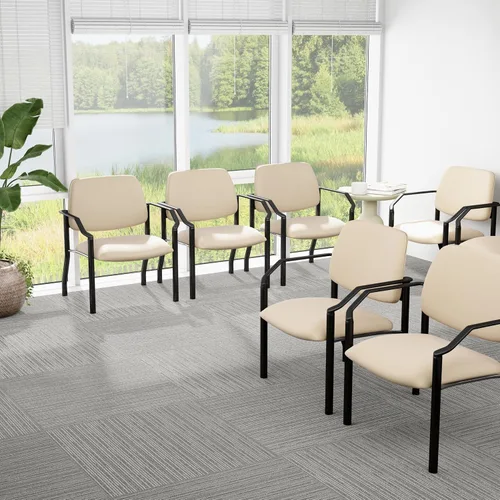 Vista 2 de Boss Office Products Silla de invitados, vinilo, capacidad de peso de 500 libras, color beige