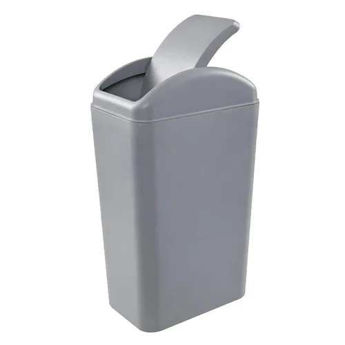 Vista 10 de Vababa Cubo de basura de plástico negro de 3 galones, pequeño cubo de basura delgado con tapa abatible